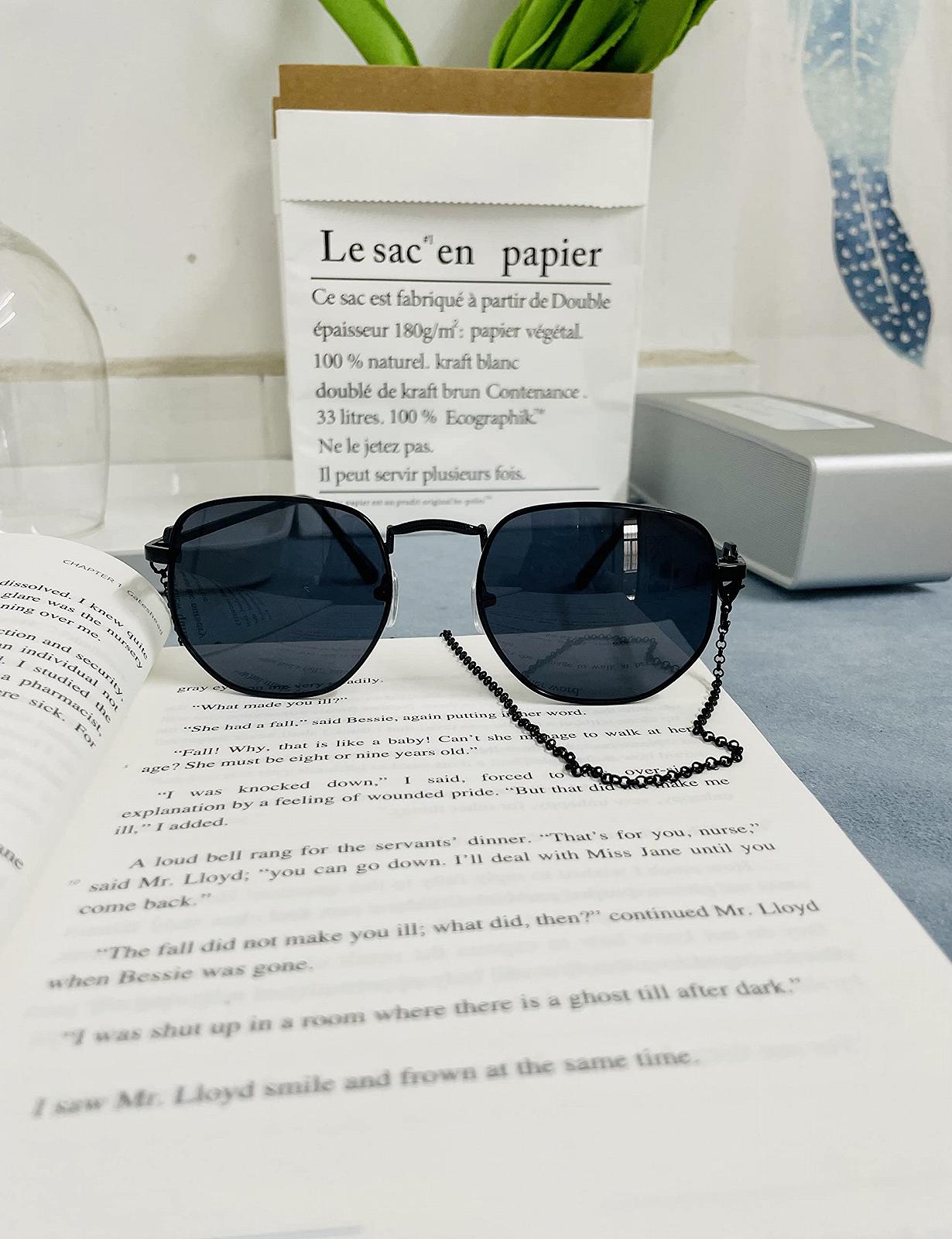 Солнцезащитные очки Lanlang для мужчин и женщин с цепочкой, необычная металлическая оправа, модный дизайн, защита от УФ-лучей, фото №6