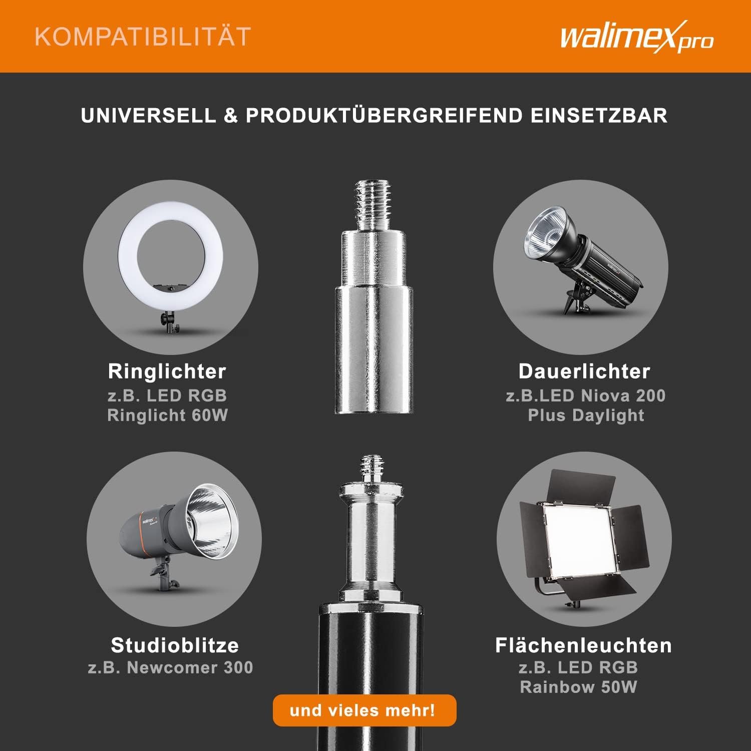 Штатив для лампи Walimex pro WT-806 256 см Чорний, фото №3