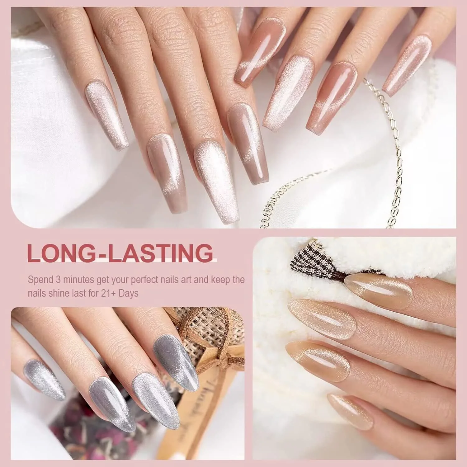 Гель-лак Vishine Galaxy Cat Eye Holographic Glitter, набір 6 кольорів з магнітом, 8 мл, фото №6