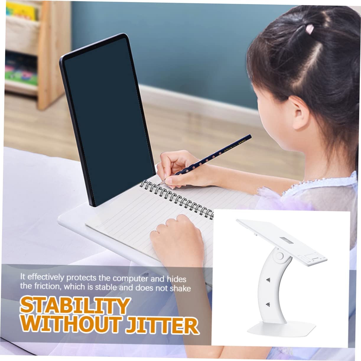 Подставка для ноутбука NUOBESTY Складная подставка для ноутбука для стола Эргономичная регулируемая регулировка наклона Высококачественный ПК Материал Нескользящая силиконовая накладка для комфортной работы, фото №7