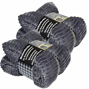 Покривало Trendyshop365 150 x 200 см Вельветовий вигляд Затишна Покривало Спинка шерпа Пухнасте покривало (Антрацит, 2 шт) - Фото 1