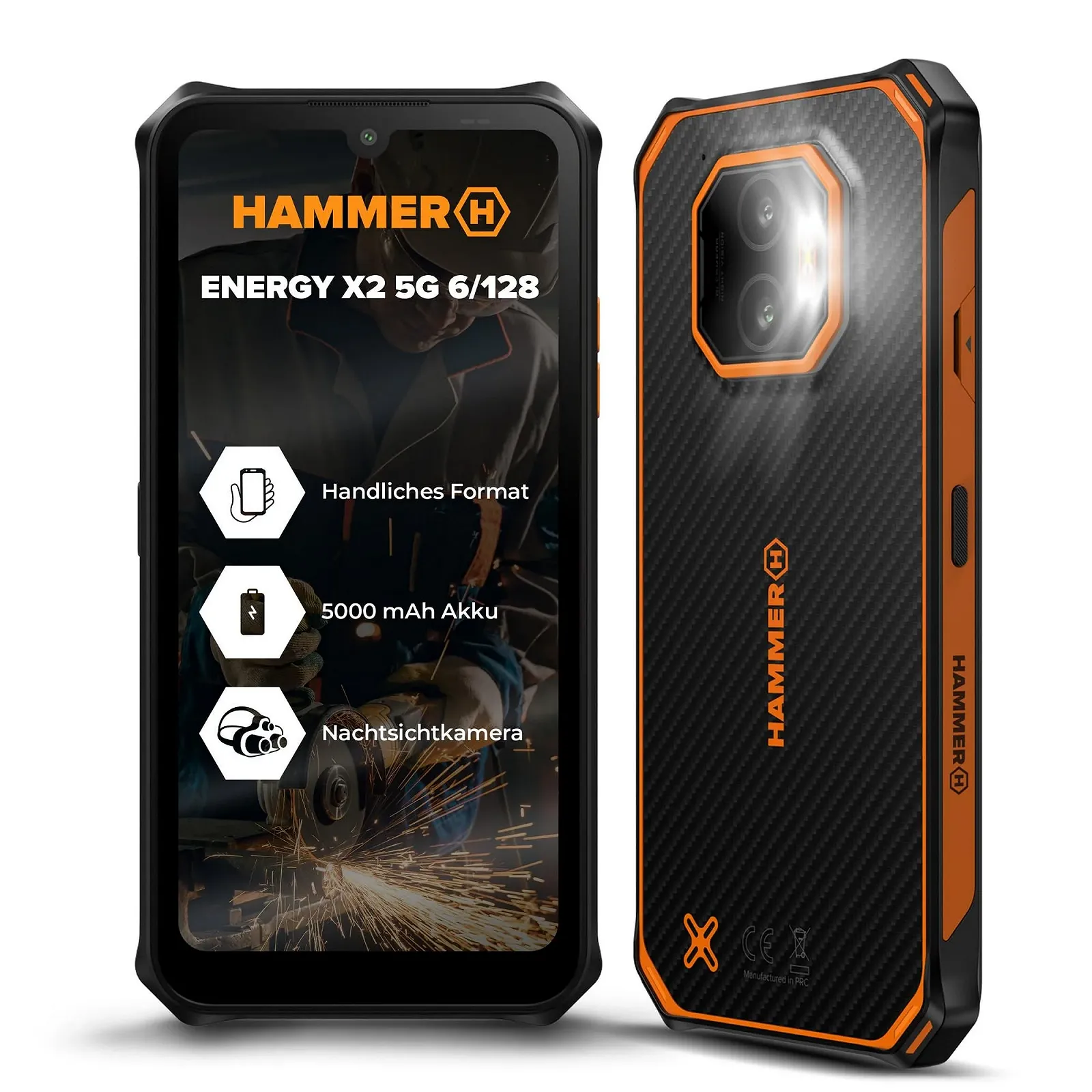 Смартфон Hammer Energy X2 4G 6GB/128GB 6.1" IP69 5000mAh Black/Orange, фото №1