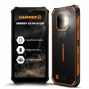 Смартфон Hammer Energy X2 4G 6GB/128GB 6.1" IP69 5000mAh Black/Orange - Фото 1