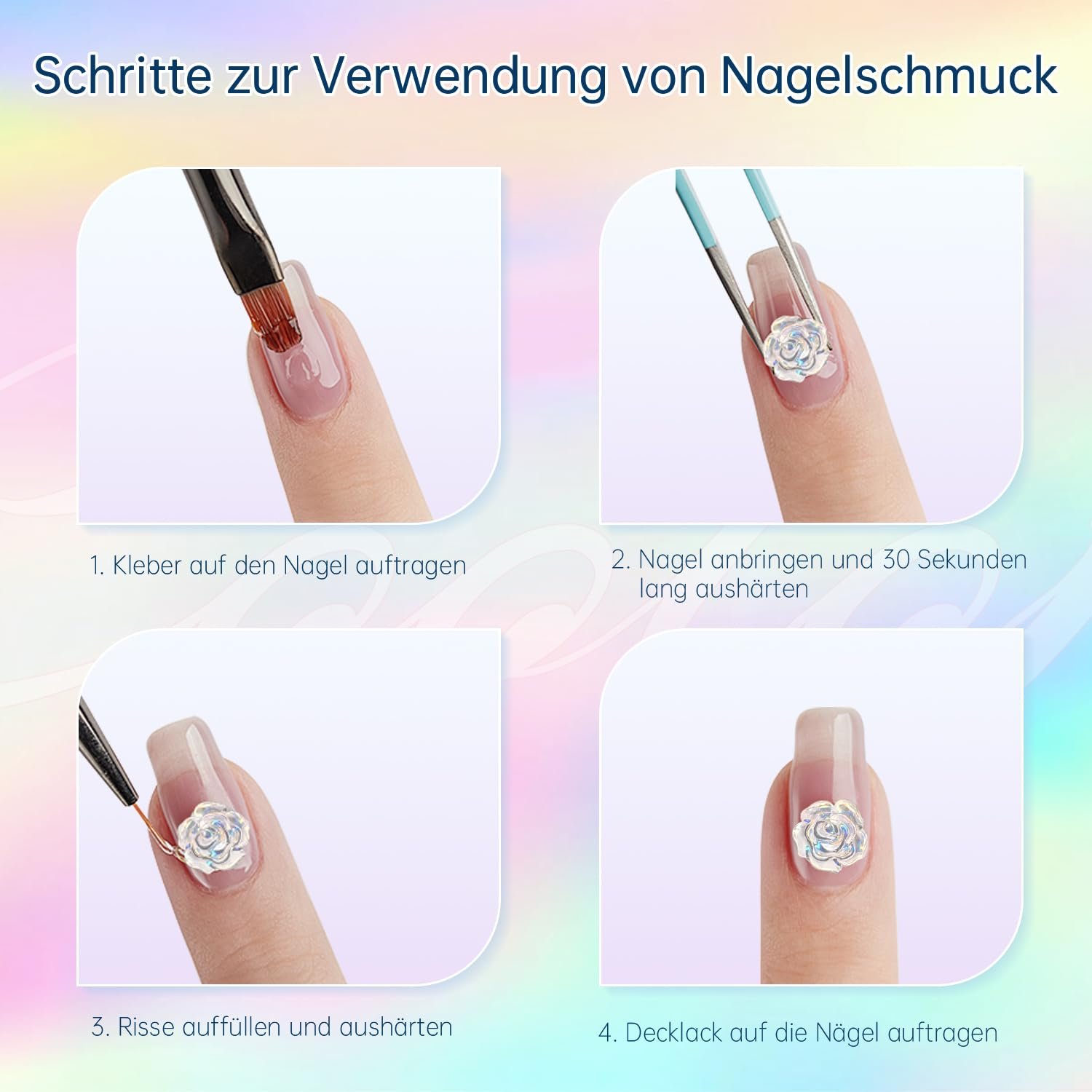 Украшения для ногтей Coolon, 500 шт., микс, 3D, смола, стразы, фото №4