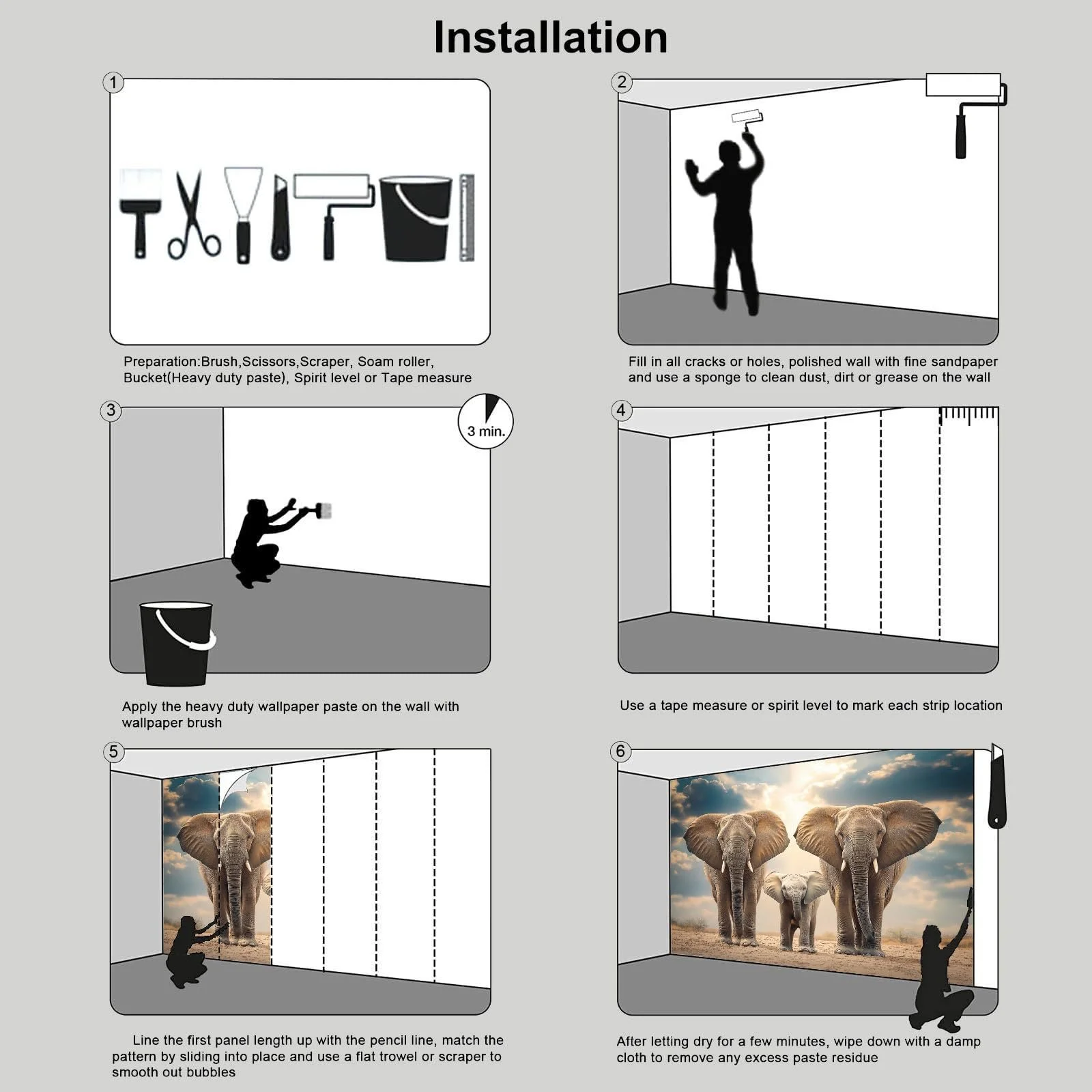 Фотошпалери 3D ефект Слон 350 x 256 см, фото №7