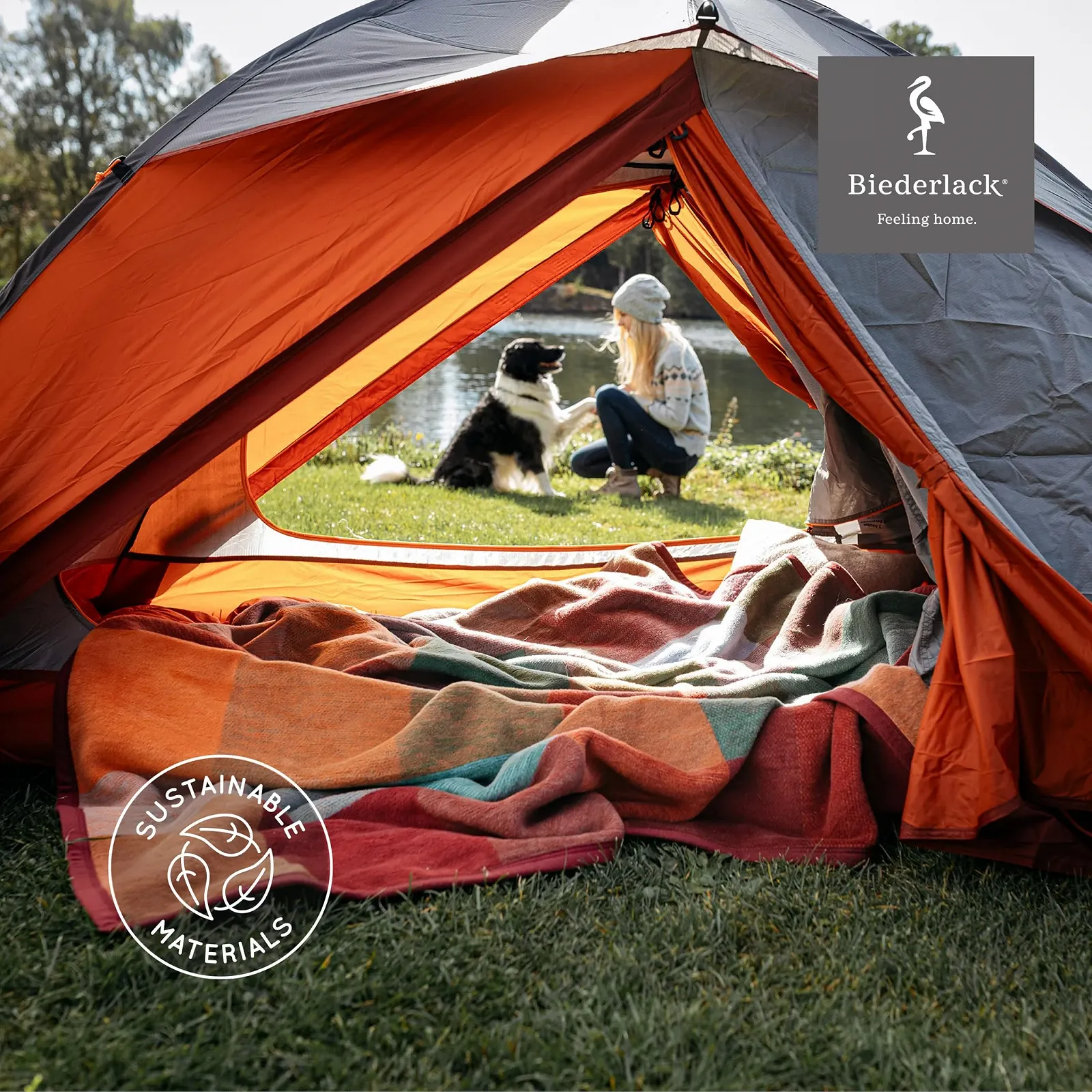 Одеяло Biederlack Мягкое, хлопковое, в клетку, 150 x 200 см, разноцветное, фото №4