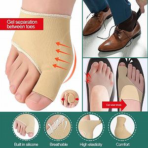 Шкарпетки для корекції великого пальця стопи Hallux Valgus, 2 пари, з силіконовими подушечками, роздільник для пальців, великий палець стопи synthetic.ua - Фото 1
