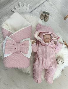 Комплект для новонародженого на виписку демі - зима косичка пудра - Фото 1