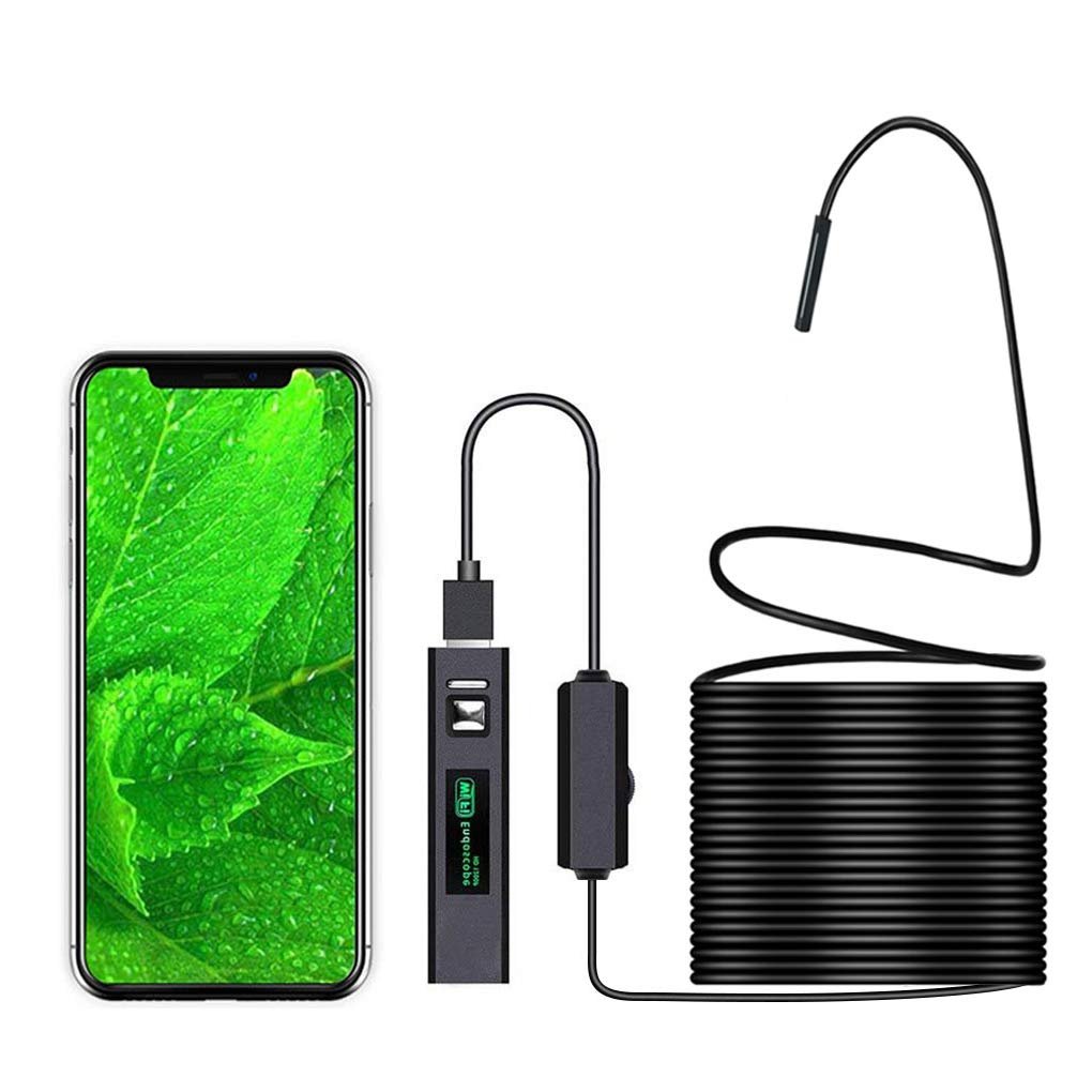 Камера инспекционная Endoscope Wireless WiFi Inspection Camera 1200P HD Водонепроницаемая IP68 Змеиная трубка с 8 светодиодами и 5 м полужестким кабелем для iOS Android iPhone Windows Mac, фото №1