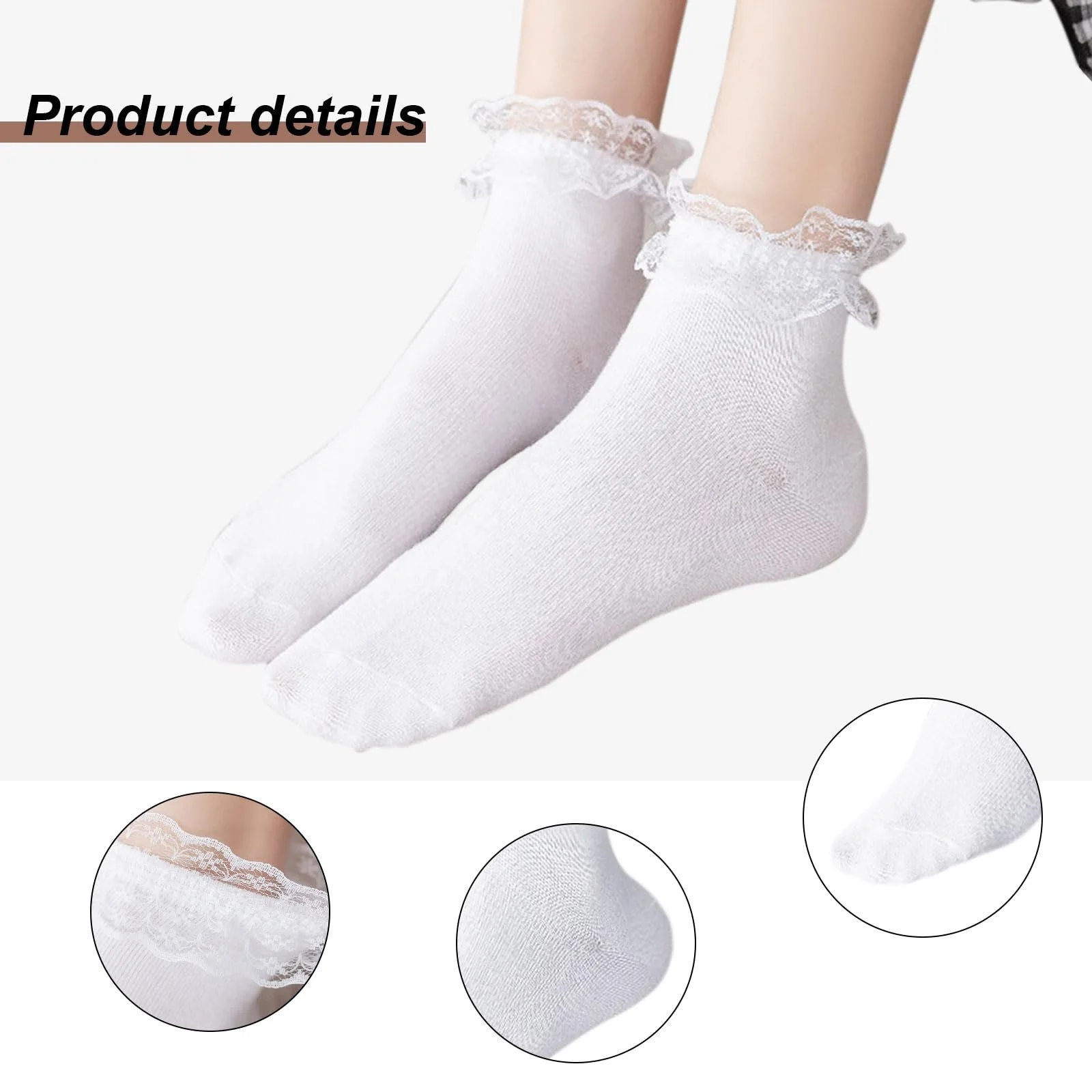 Носки с рюшами (4 пары) для женщин и девушек, фото №4