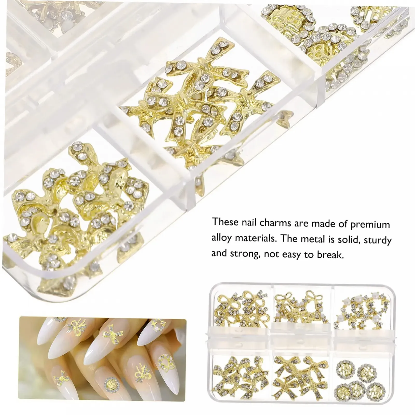 Металлические украшения для ногтей PLAFOPE 30 шт. Изящные украшения для маникюра и креативного дизайна ногтей, чехлов для телефонов и прочего, фото №8