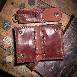 Подарунковий набір ручної роботи VINTAJO Картхолдер та Ключниця з натуральної шкіри цегляно-червоний synthetic.ua - Фото 1