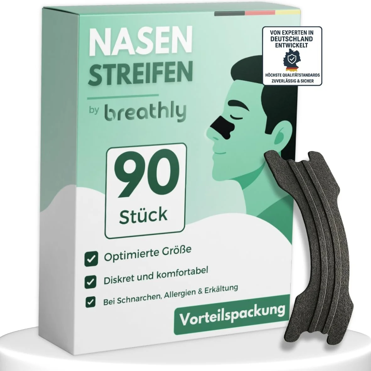 Назальні пластирі Чорні, Надміцна фіксація, 90 шт, Проти хропіння, Покращує якість сну, фото №1