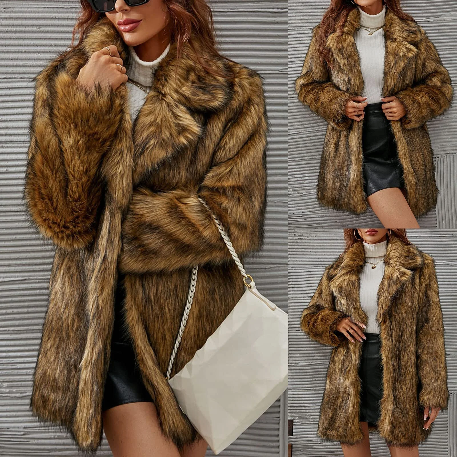 Пальто из искусственного меха Модное однотонное, фото №2 Пальто из искусственного меха Модное однотонное, фото №2