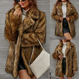 Пальто зі штучного хутра Модне однотонне synthetic.ua - Фото 1