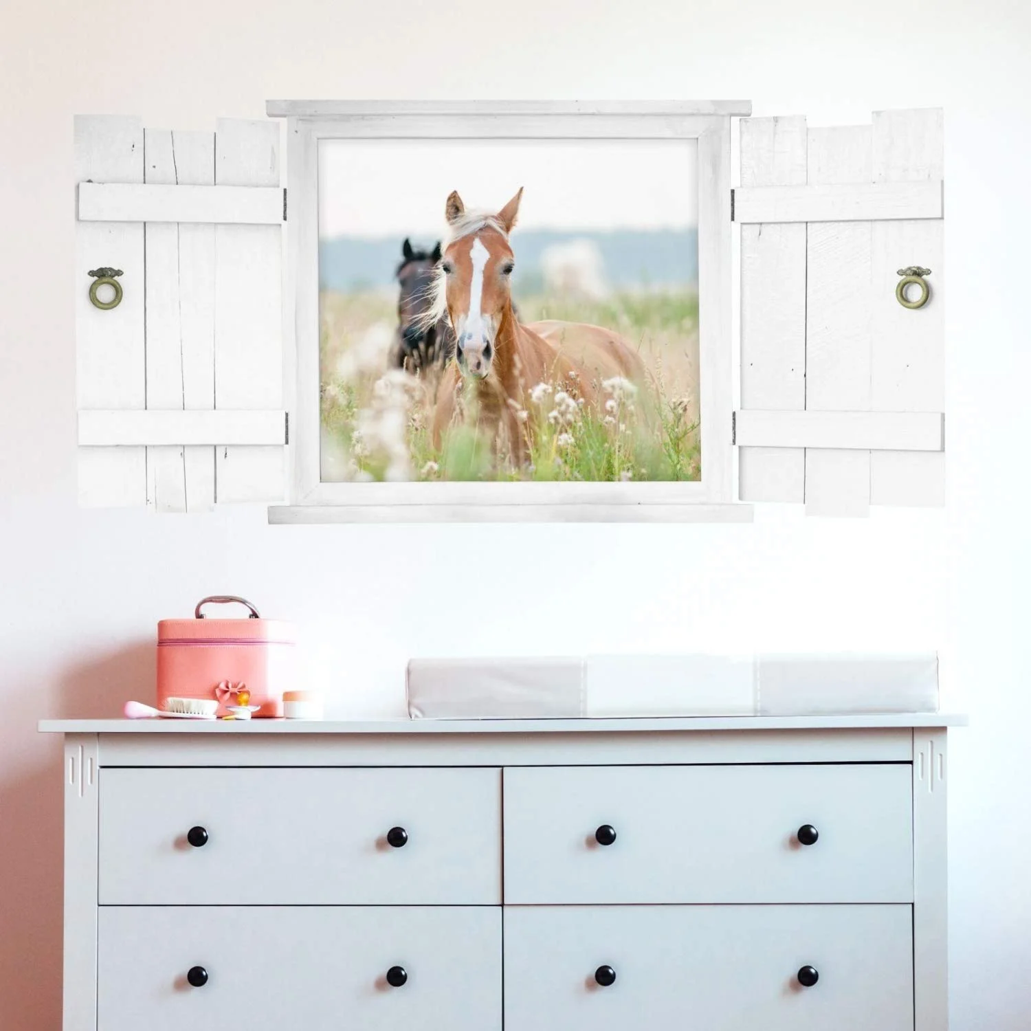 Настінна наклейка nikima 132 Horse in Window Біла 750 x 380 мм, фото №4