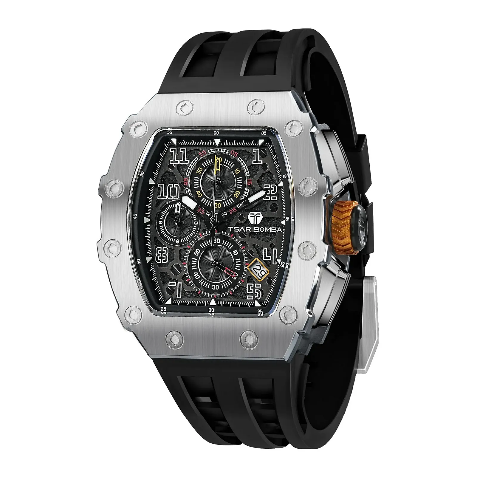 Мужские часы TSAR BOMBA Кварцевые Хронограф Водонепроницаемые Мужские часы для Мужчин Элегантные Корпус из нержавеющей стали/Углеродное волокно/Бриллиантовый корпус/Смола Бизнес/Спорт/На открытом воздухе/В помещении, фото №1 Мужские часы TSAR BOMBA Кварцевые Хронограф Водонепроницаемые Мужские часы для Мужчин Элегантные Корпус из нержавеющей стали/Углеродное волокно/Бриллиантовый корпус/Смола Бизнес/Спорт/На открытом воздухе/В помещении, фото №1