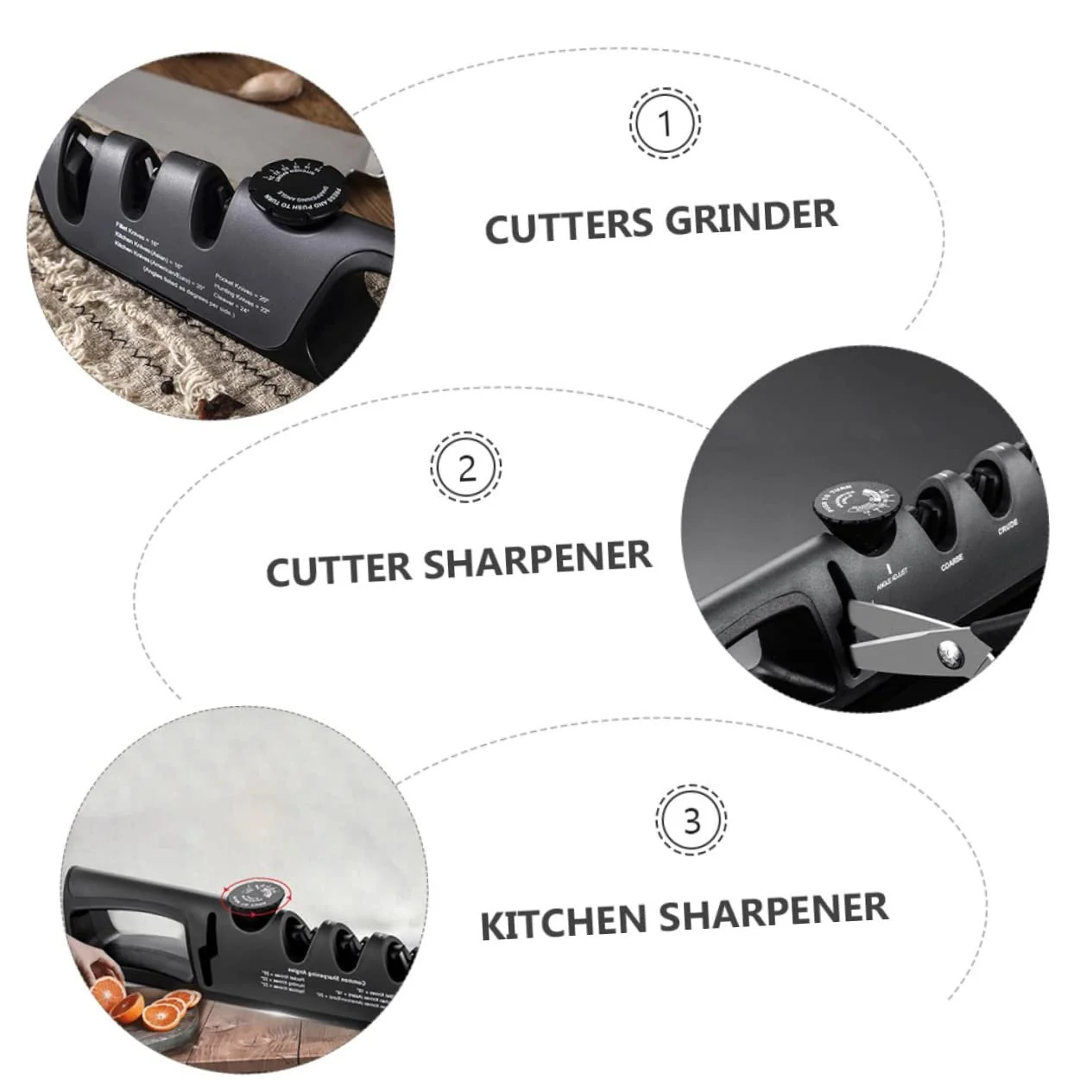 Точилка для ножей Mobestech ручная ABS черная, фото №7