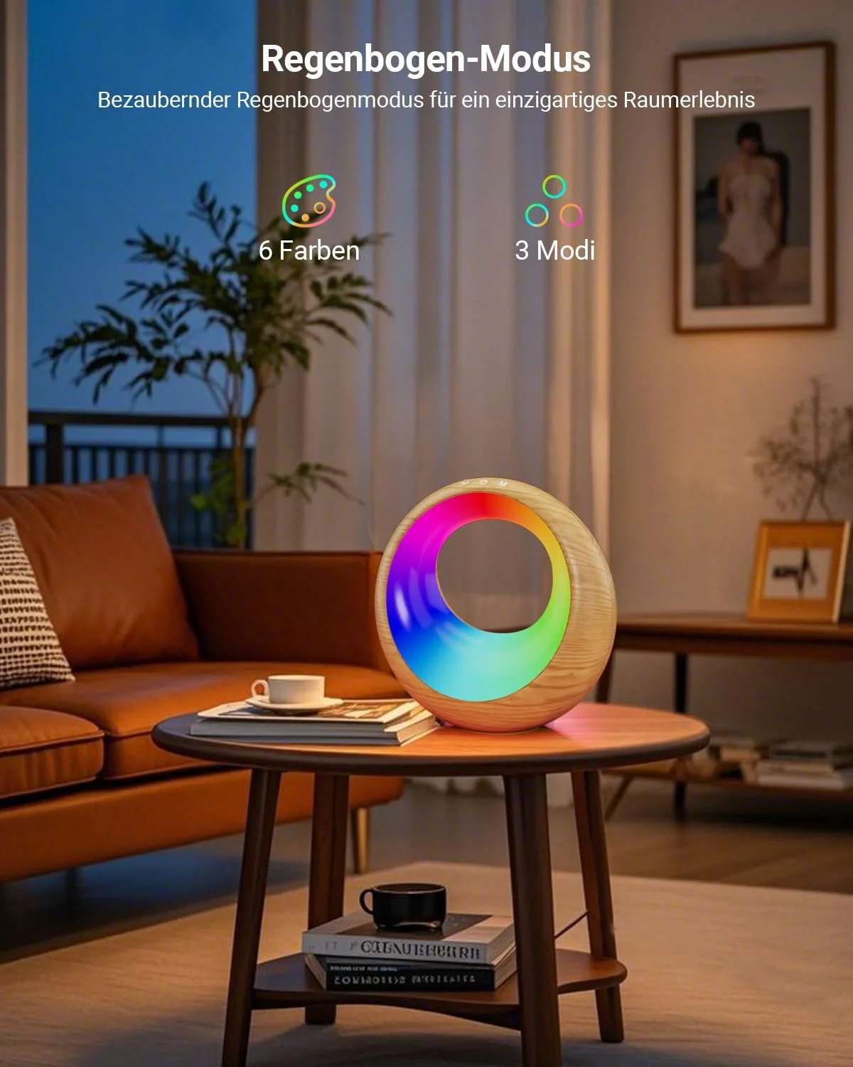 Приліжкова лампа Сенсорна Регульована яскравість Акумуляторна RGB 9 режимів Таймер Функція пам'яті З пультом ДК, фото №3