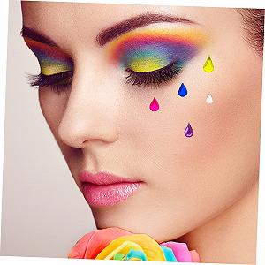 Наклейки самоклейні з камінням 5 аркушів для дівчат та хлопців для прикраси очей та обличчя для макіяжу, костюмованих вечірок та фестивалів, універсальні synthetic.ua - Фото 1