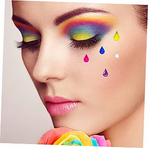 Наклейки самоклейні з камінням 5 аркушів для дівчат та хлопців для прикраси очей та обличчя для макіяжу, костюмованих вечірок та фестивалів, універсальні synthetic.ua - Фото 1