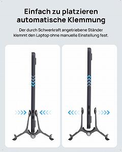 Подставка для ноутбука SODI Вертикальная Автоматическая Регулируемая Алюминиевая Серая Совместима с MacBook Pro, MacBook Air до 17.3 дюймов synthetic.ua - Фото 1