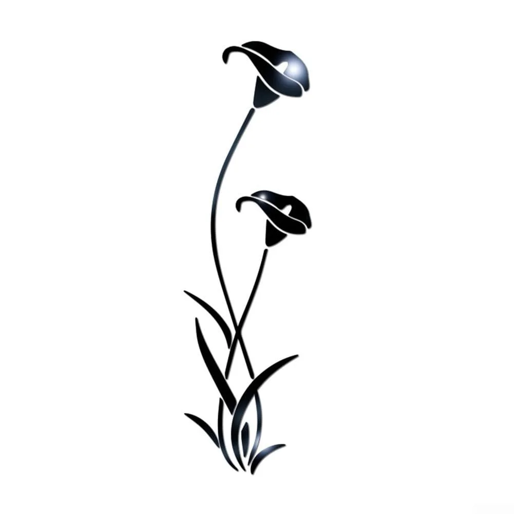 Дзеркальна наклейка 3D Mirror Flower Акрил 1000 x 290 мм Чорна, фото №1