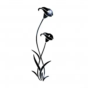 Дзеркальна наклейка 3D Mirror Flower Акрил 1000 x 290 мм Чорна - Фото 1