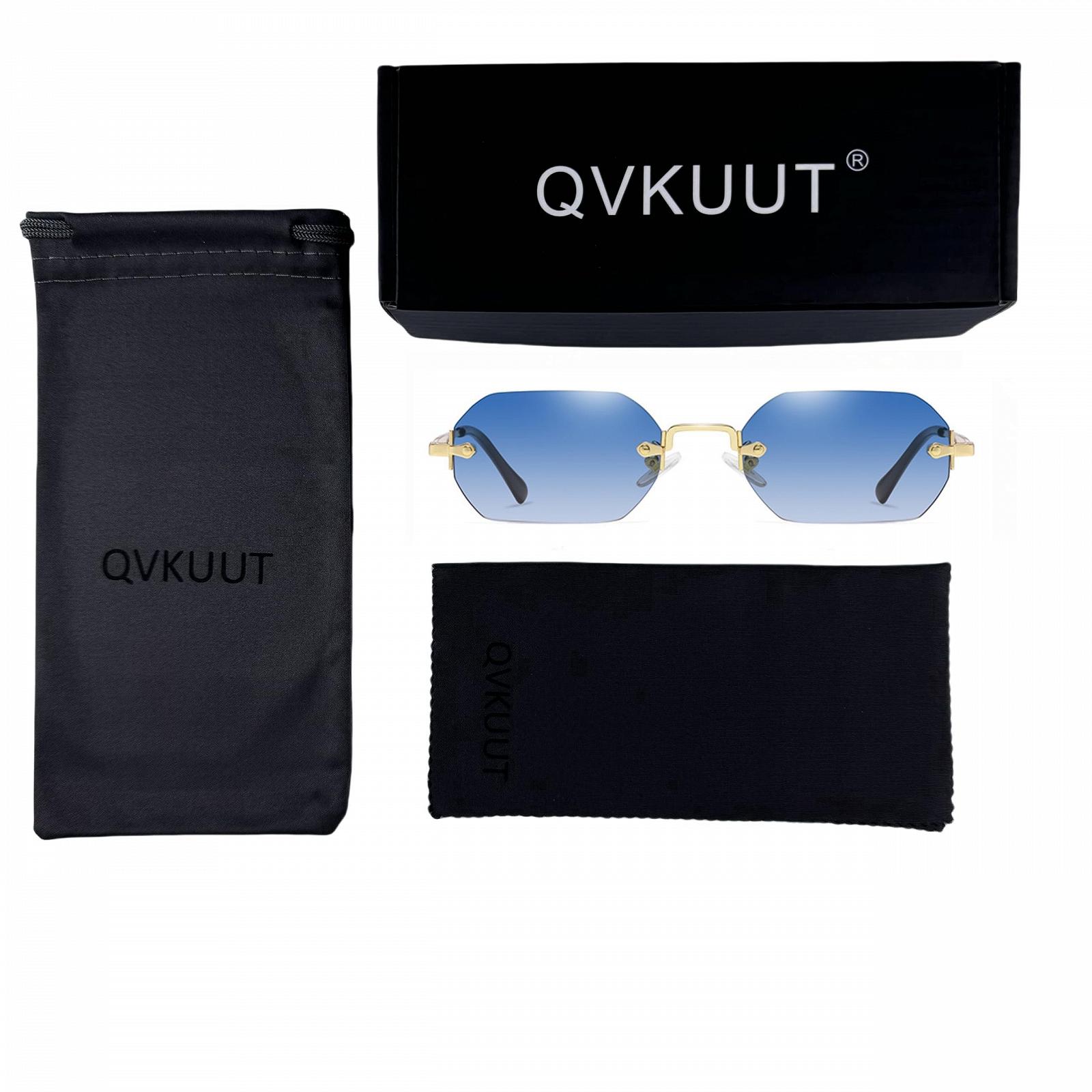 Прямокутні сонцезахисні окуляри QVKUUT Безрамкові Модні ретро, фото №3