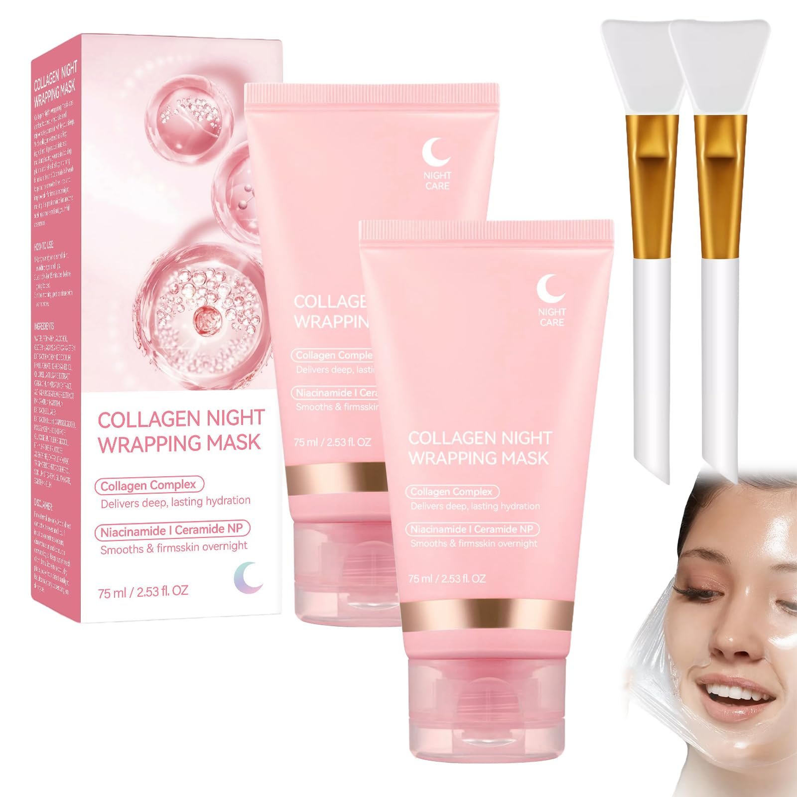 Нічна маска для обличчя Collagen, 75 мл, фото №1