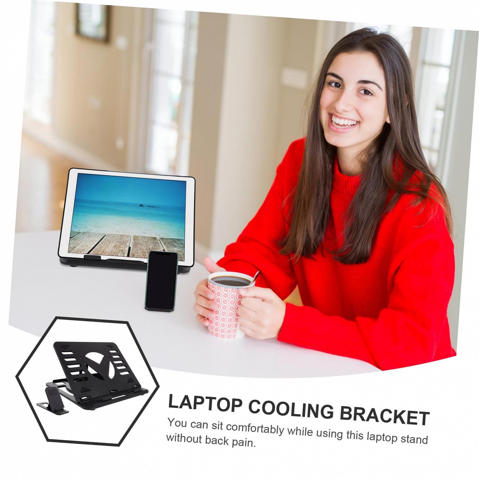 Подставка для ноутбука Sewroro Настольная Складная с регулируемым углом ABS с держателем для телефона, фото №8