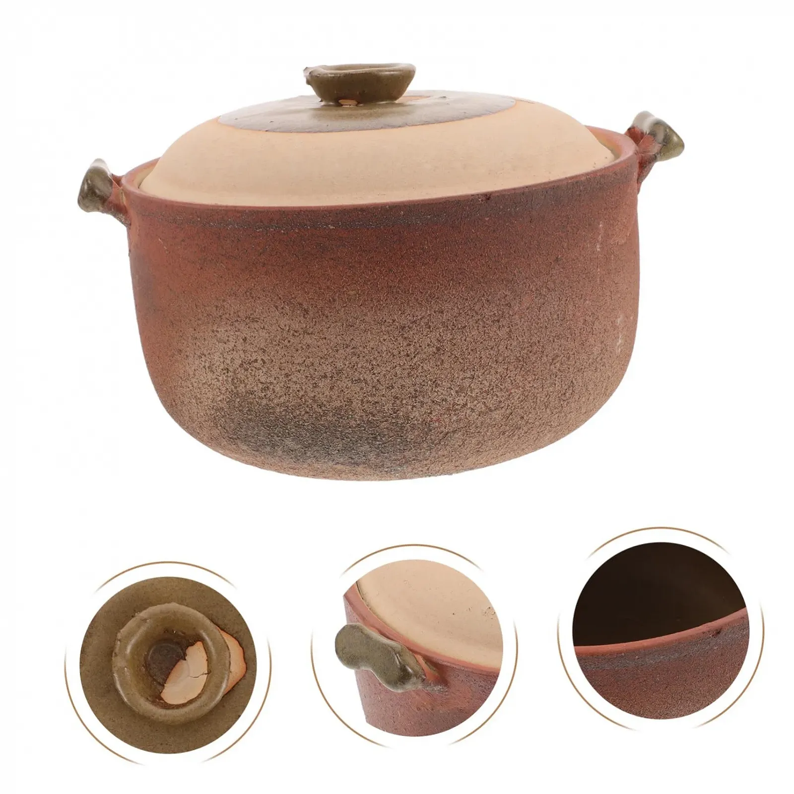 Терракотовая кастрюля LABRIMP с ручкой для тушения и супов цвет земляной, фото №9