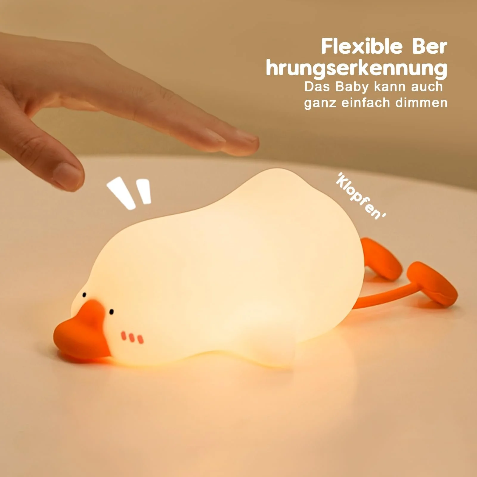 Нічник beek Гусак Силіконовий Акумуляторний Сенсорний LED з регулюванням яскравості Багатоколірний, фото №2