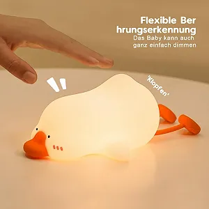 Нічник beek Гусак Силіконовий Акумуляторний Сенсорний LED з регулюванням яскравості Багатоколірний synthetic.ua - Фото 1