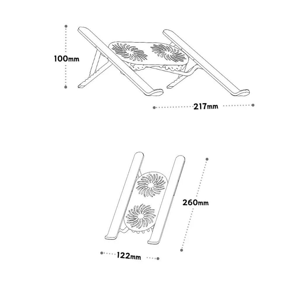 Підставка з охолодженням для ноутбука з двома вентиляторами складана портативна алюмінієва Halterung Grigio, фото №2
