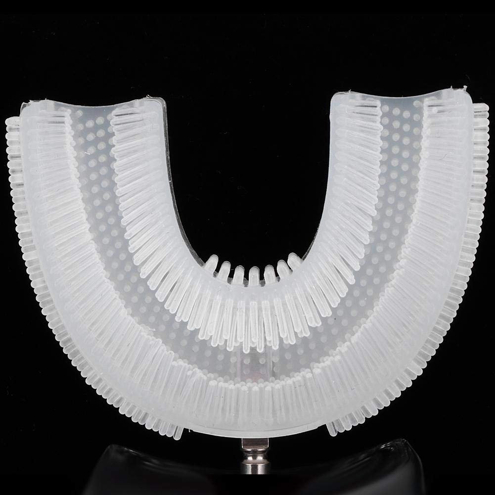 Електрична зубна щітка U-подібна автоматична з відбілюванням синім світлом біла, фото №5