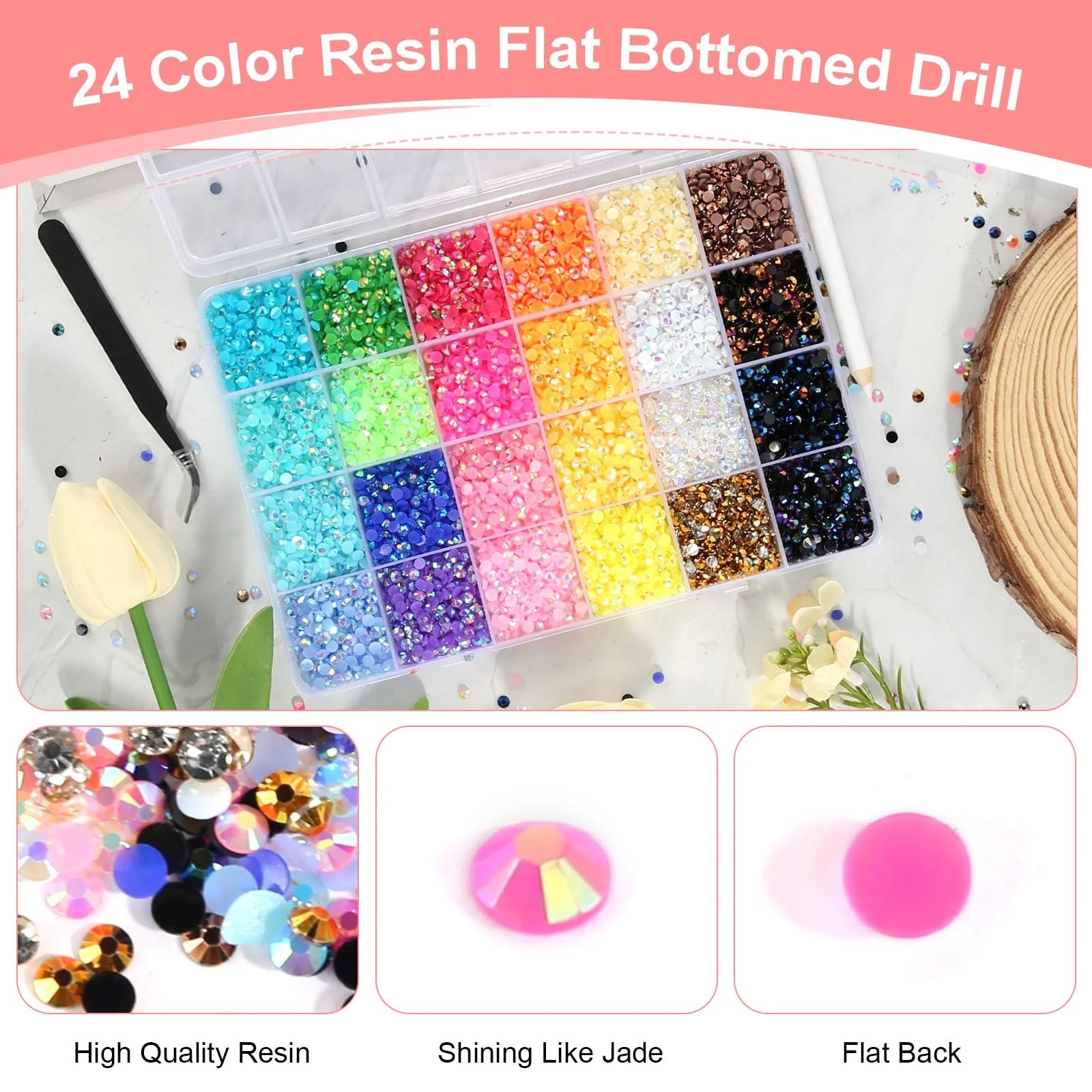 Стразы Тип 4 мм, 12000 шт, для ногтей, круглые, блестящие, разных цветов, фото №3