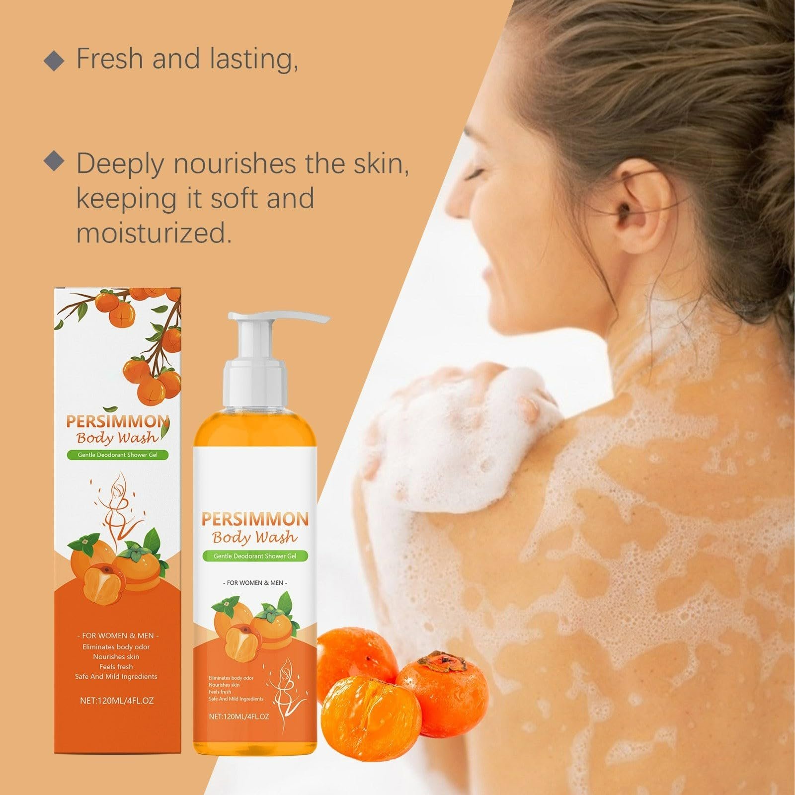 Гель для душу Persimmon Body Wash З екстрактами хурми та зеленого чаю Нейтралізатор запаху 1 шт, фото №5