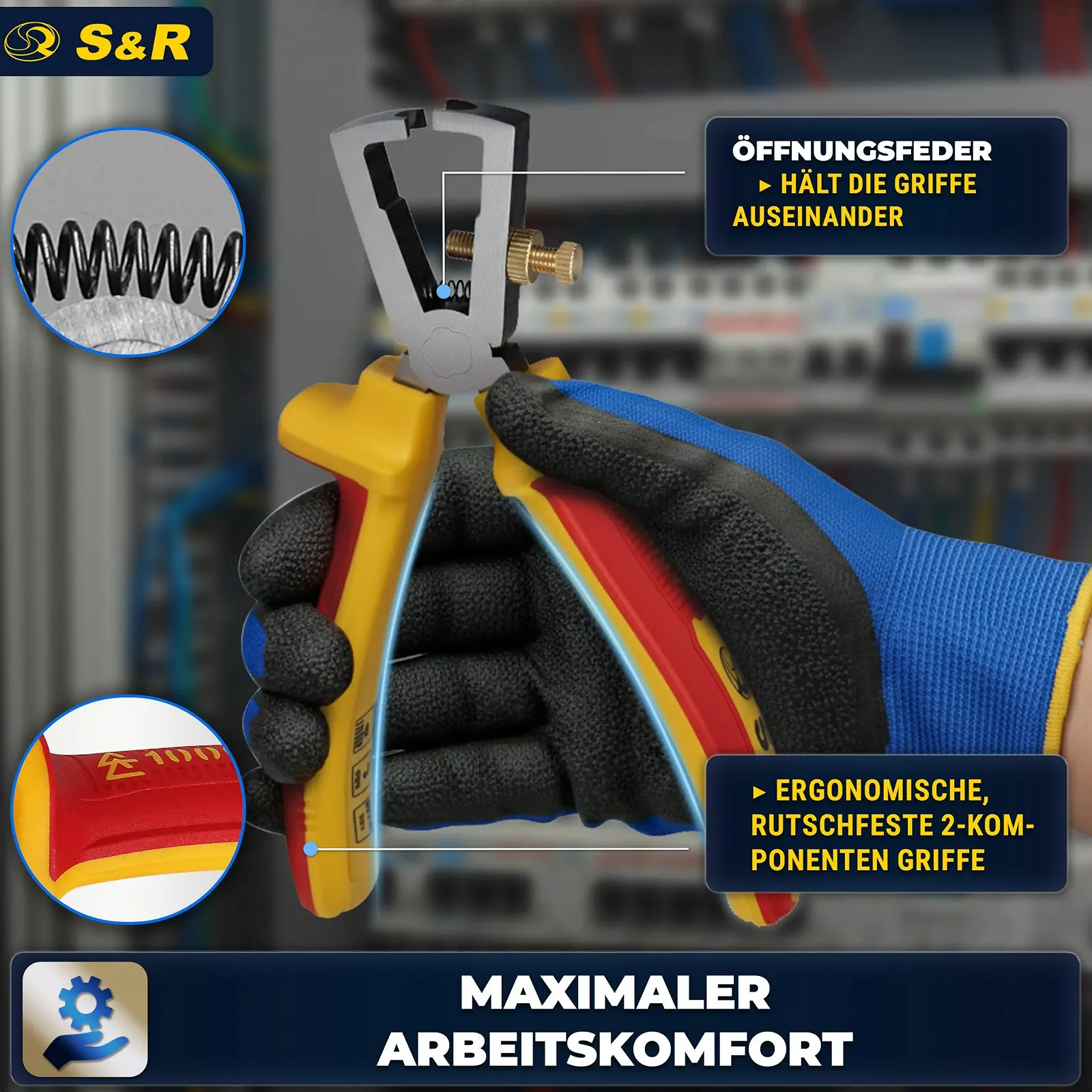 Клещи для снятия изоляции S&R VDE 160 мм 1000V, фото №6