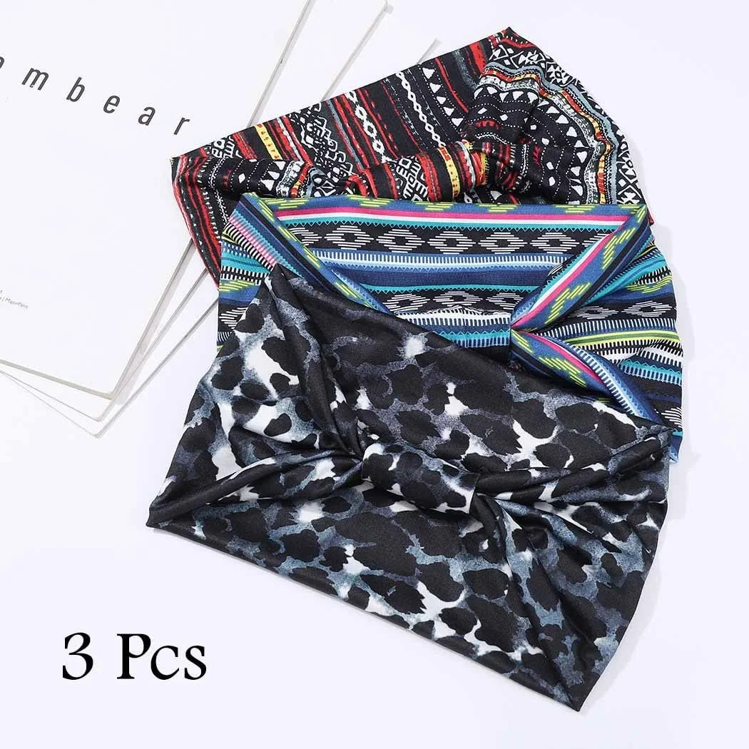 Пов'язка на голову широка Zoestar Boho в смужку для йоги, фото №3