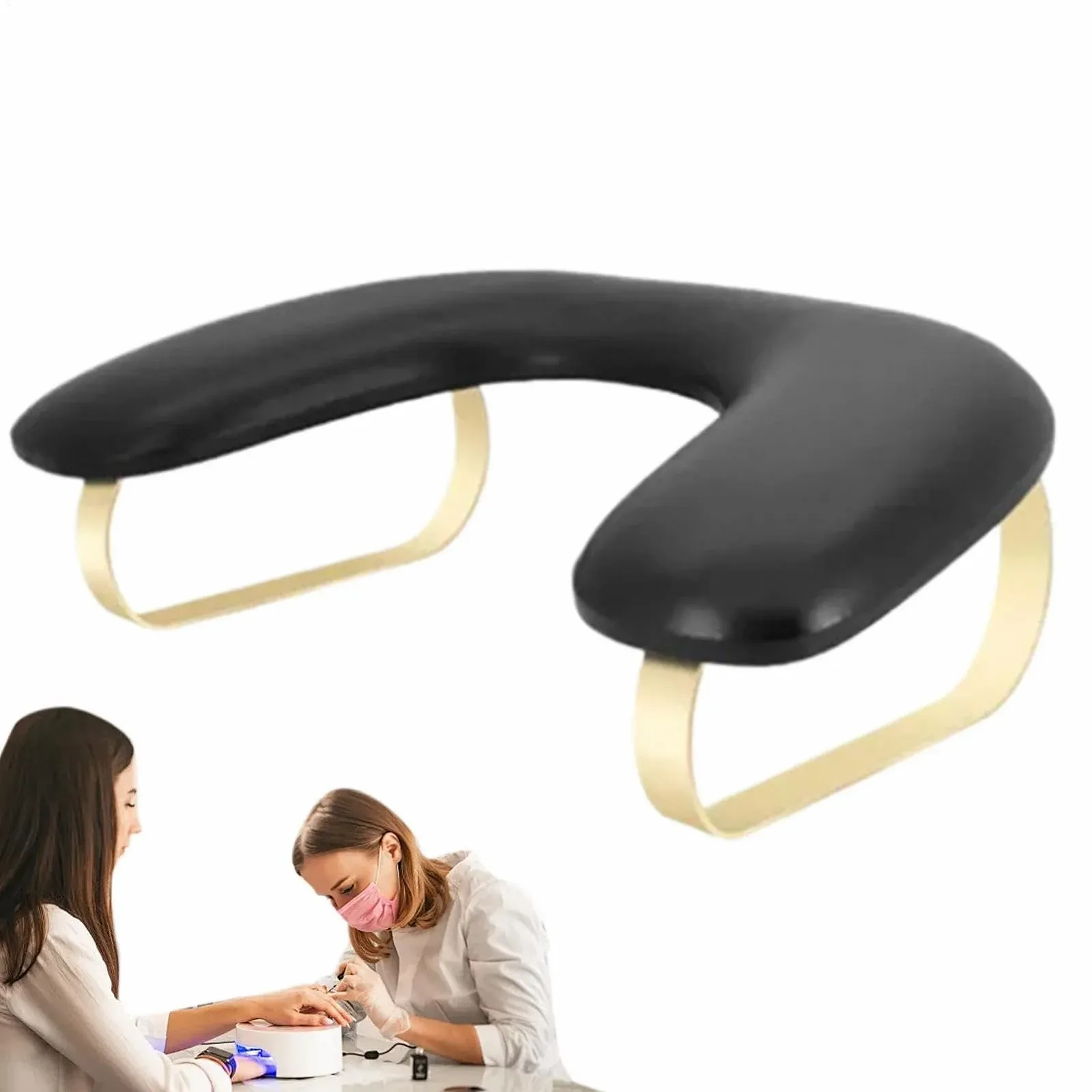 Підставка для рук U-подібна для манікюру зі штучної шкіри, знімна подушка, фото №1