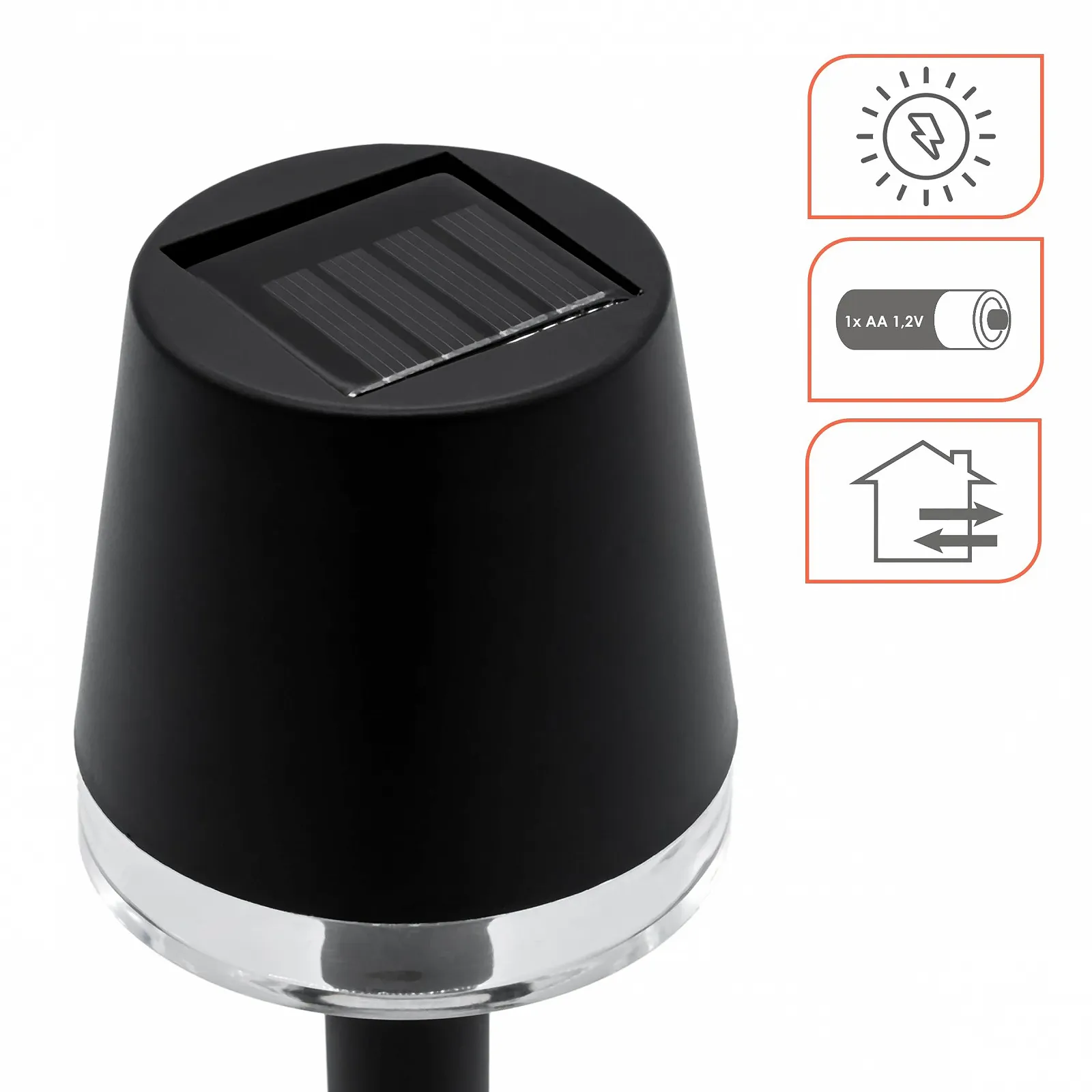 Садова світлодіодна настільна лампа Spetebo на сонячних батареях набір з 2 шт чорна, фото №3