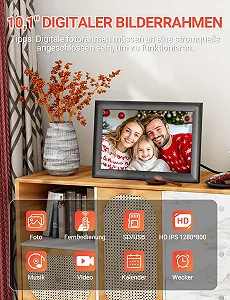 Цифровая фоторамка OBVHNUA 10.1 дюймов 1280 x 800 IPS USB SD Автоповорот synthetic.ua - Фото 1