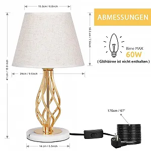 Настільні лампи LIANTRAL Набір 2 шт. Мармурова основа Лляний абажур Рожеве золото synthetic.ua - Фото 1