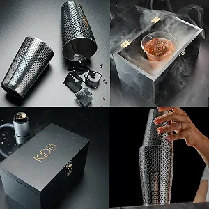 Шейкер Бостон Kidia Professional 304 Нержавеющая сталь с черным геометрическим узором synthetic.ua - Фото 1