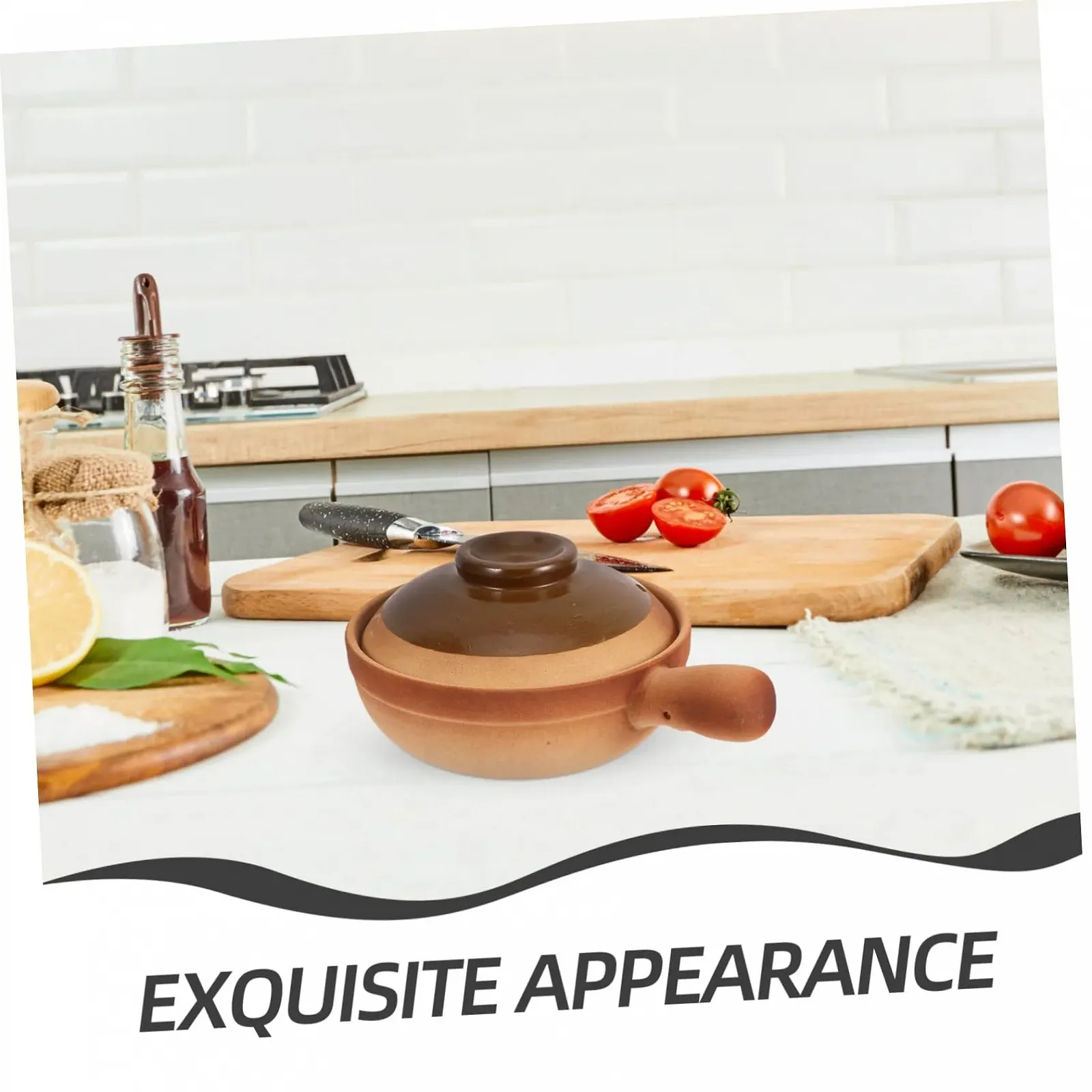 Кастрюля керамическая Luxshiny с крышкой для индукционных плит переносная для риса и тушения, фото №3