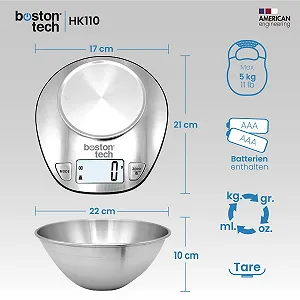Кухонні ваги цифрові Boston Tech зі знімною чашею, нержавіюча сталь, 5 kg, LCD дисплей ціна на synthetic.ua - Фото 1 Кухонні ваги цифрові Boston Tech зі знімною чашею, нержавіюча сталь, 5 kg, LCD дисплей synthetic.ua - Фото 1