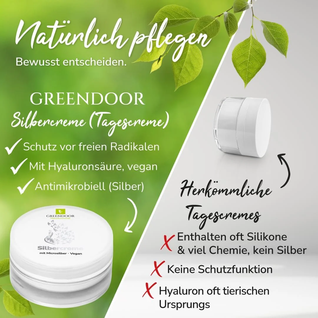 Денний крем для обличчя GREENDOOR Silver Cream Micro Silver 50 мл веганський антимікробний проти акне у скляній банці, фото №2 Денний крем для обличчя GREENDOOR Silver Cream Micro Silver 50 мл веганський антимікробний проти акне у скляній банці, фото №2