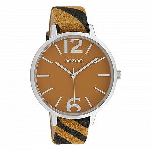 Купить Женские часы Oozoo C10202 Кожаный ремешок под зебру, принт животное, цвета Африки 43 мм Коричневый, Серебристо-темно-желтый, Ремешок. - Фото 1 Женские часы Oozoo C10202 Кожаный ремешок под зебру, принт животное, цвета Африки 43 мм Коричневый, Серебристо-темно-желтый, Ремешок. - Фото 1