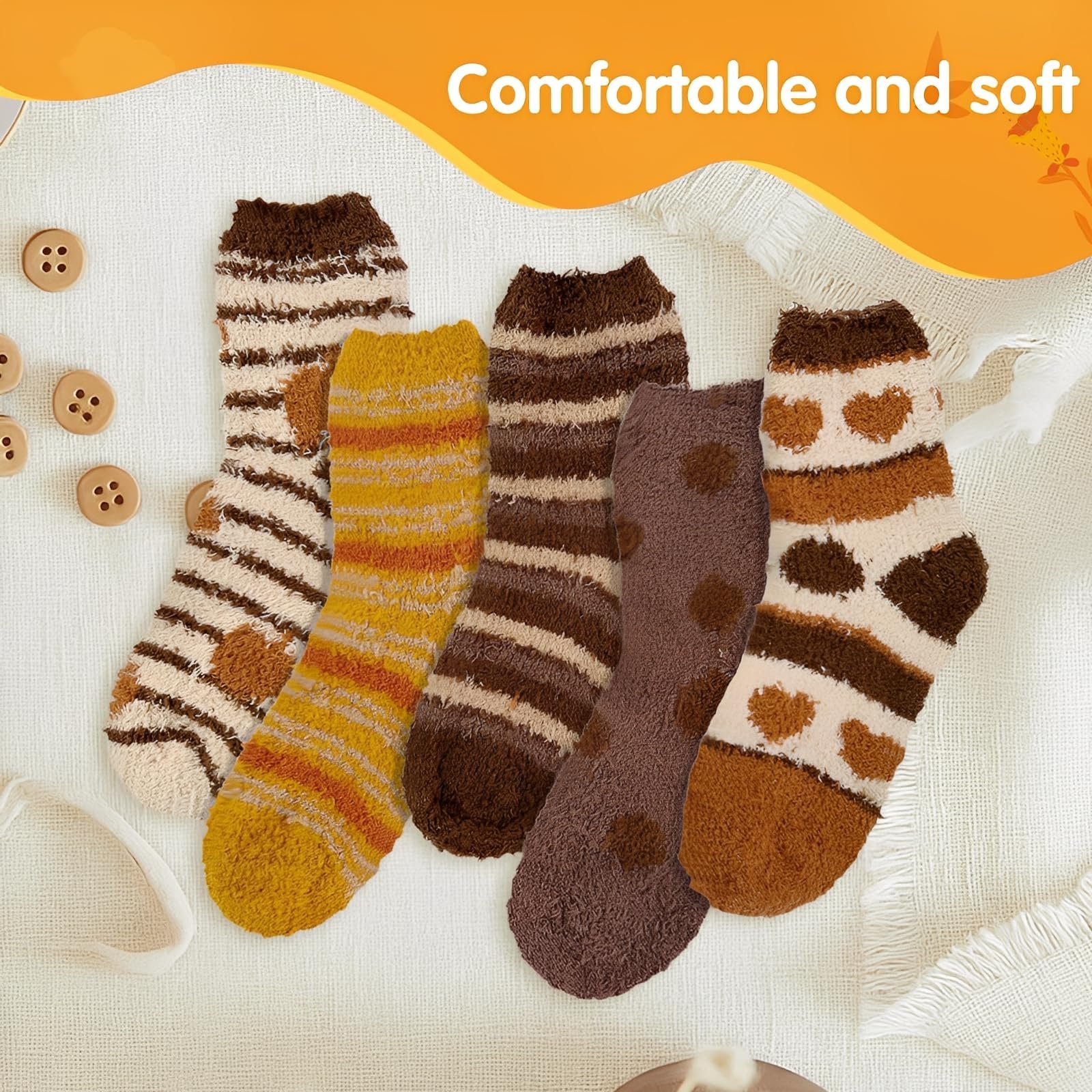 Носки Пушистые Женские 5 пар - Мягкие Зимние Носки для Дома, Теплые Носки Женские, Удобные Пушистые Носки для Холодных Дней (EU 36-43), фото №6